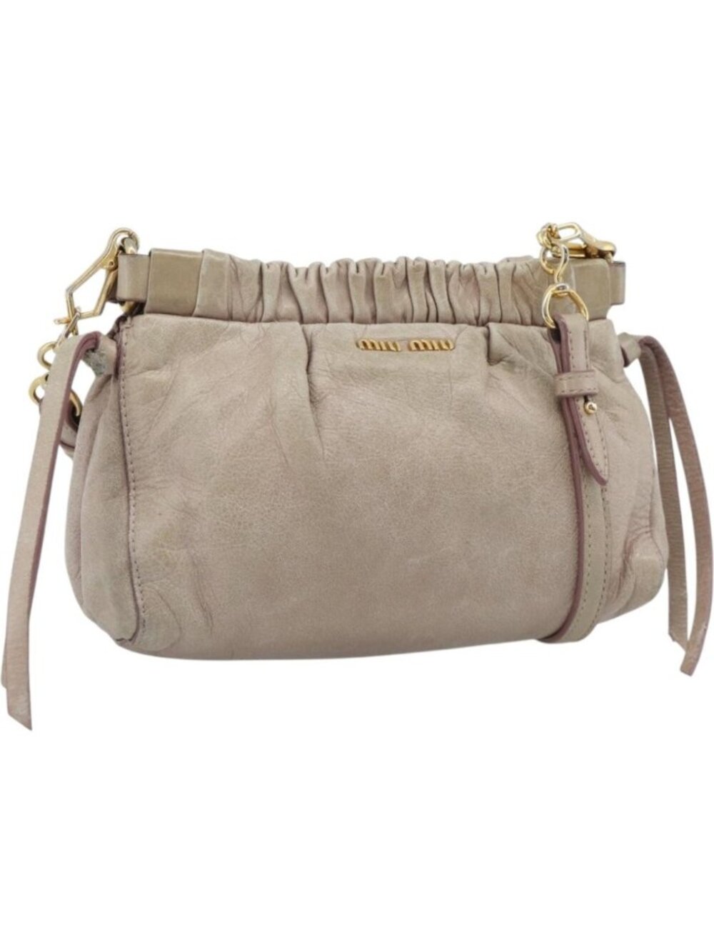 Miu Miu Shoulder Bag Leather Pink Gold